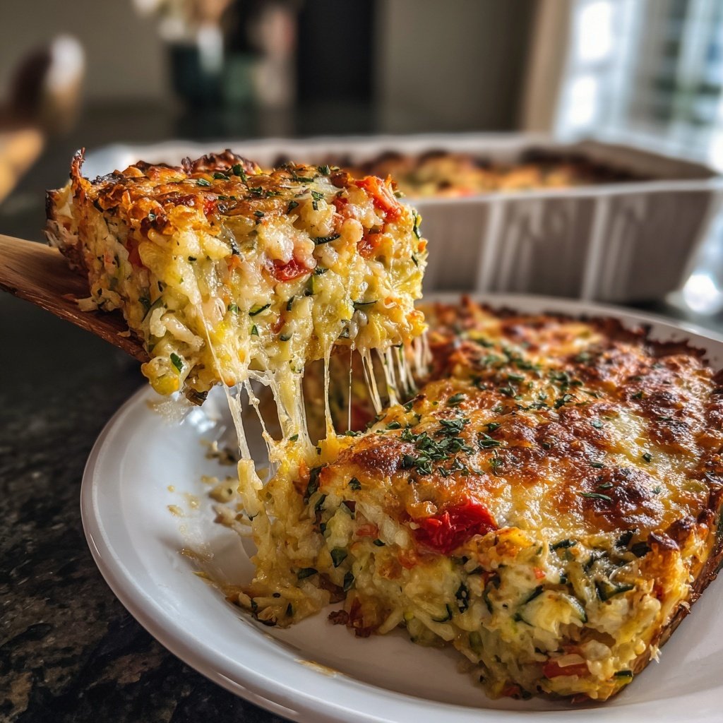Baked Zucchini Tomato Rice Bake