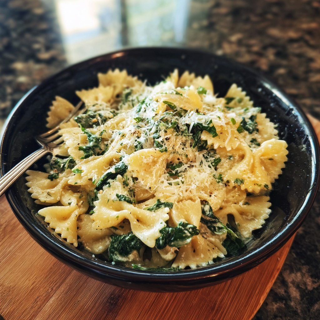 Creamy Bow Tie Pasta With Spinach And Parmesan