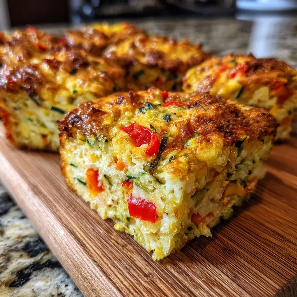 Super Bowl Savory Veggie Muffin Squares