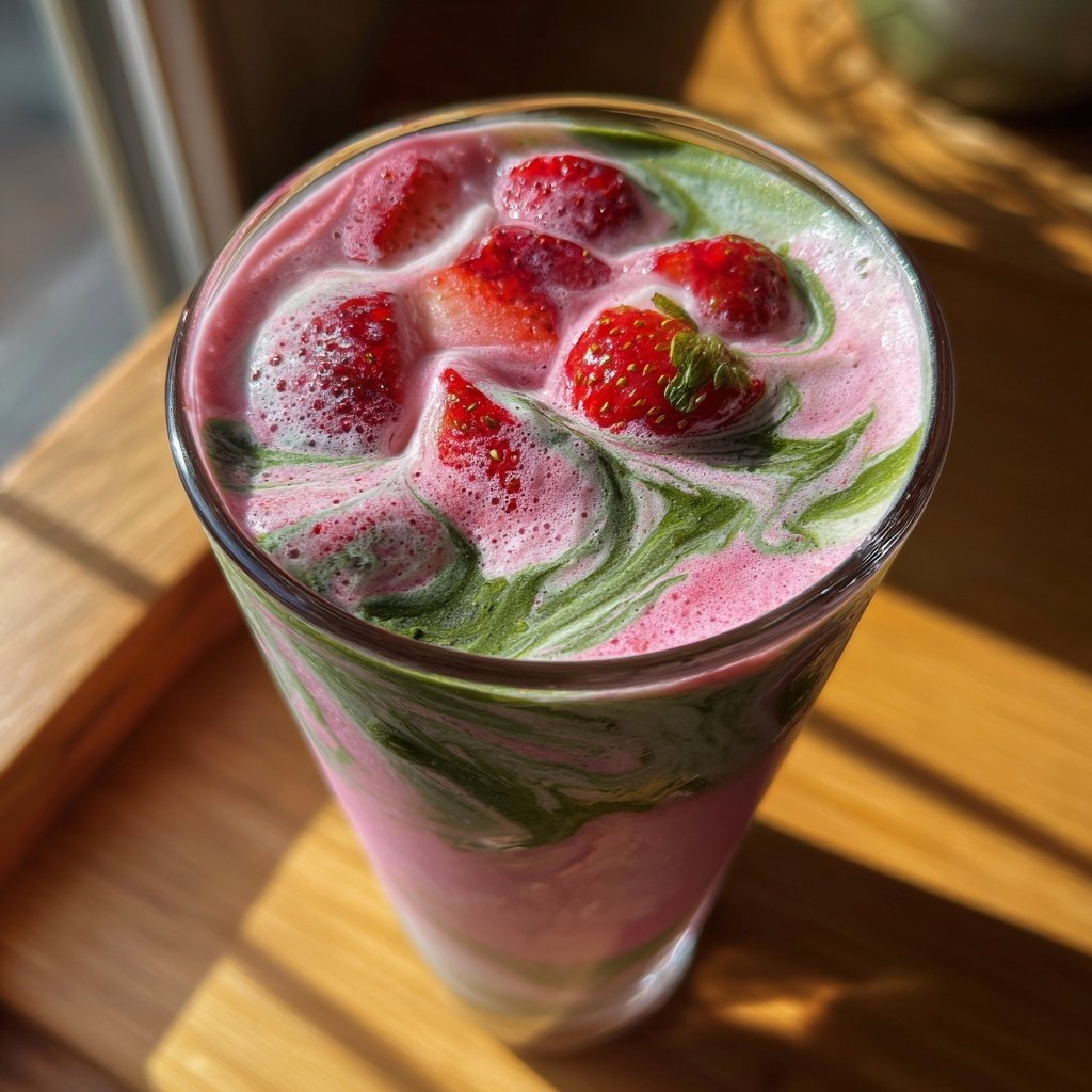 Strawberry Matcha Latte Iced