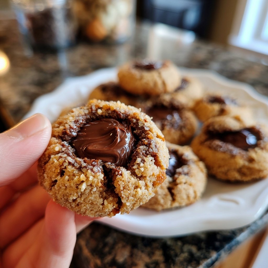Chocolate Hazelnut Thumbprint Cookies