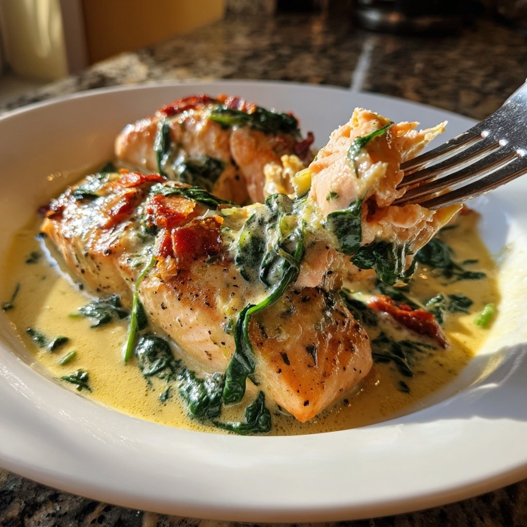 Creamy Tuscan Salmon for Two